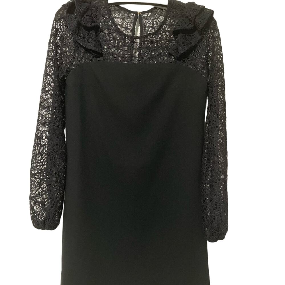 Lilly Pulitzer Karolina Dress Sz 00 Onyx Black Keyhole Lace Yoke Long Sleeve NWT